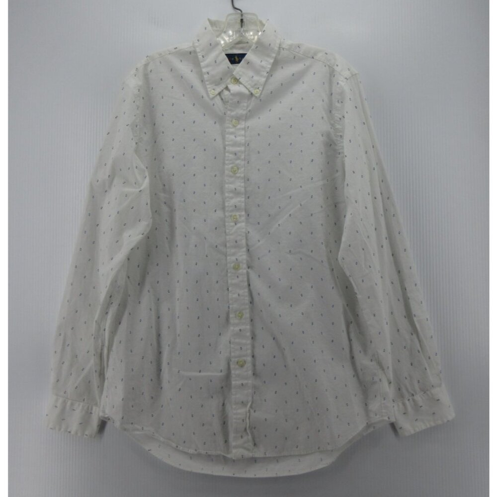 Ralph Lauren Shirt Medium Button Down Micro Geometric Preppy Woven - Picture 1 of 11